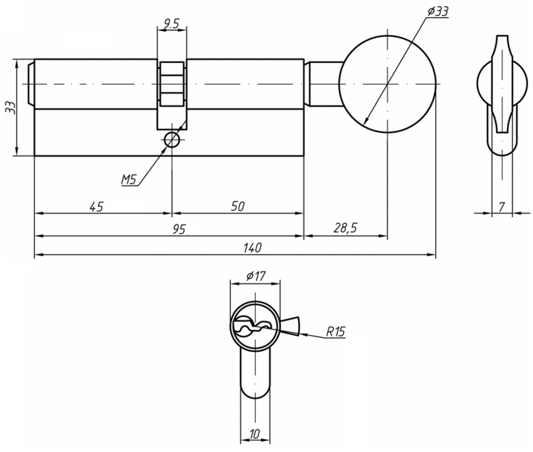 Цилиндровый замок размеры
