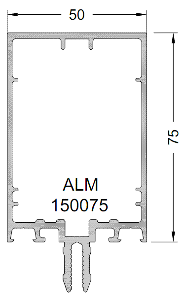 Ширина 75 мм. Алюминиевый профиль профиль f50. Alumark артикул alm150075-5.01. Стойка и ригель Alumark 75 мм. Алюминиевый профиль f50.0219.